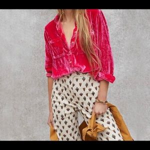 Anthropologie Pilcro Raspberry Velvet Shirt 6